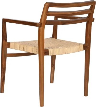 Scaun dining din lemn de tec si rattan, " Excentriq "