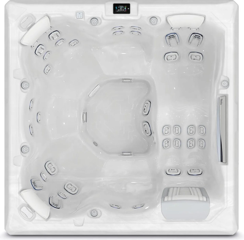 Minipiscina jacuzzi 6 persoane, alb-lucios, 43 jeturi, Infinity jets, LED, 215 215 cm, Wellis Atlas Life Essential