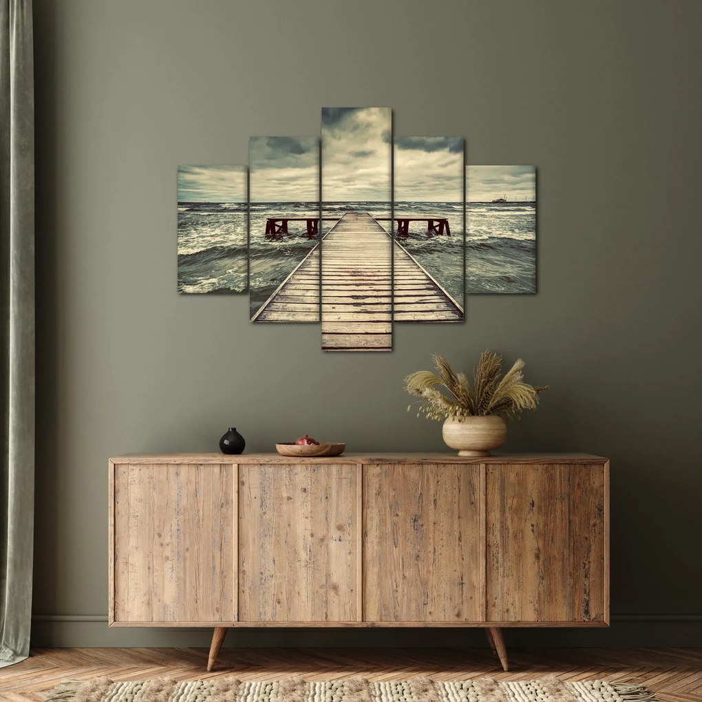 Tablou cu dig din lemn la mare (150x105 cm)