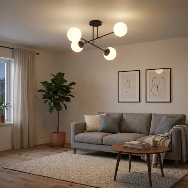 Brilagi - Lustră aplicată MILO 4xE27/60W/230V neagră