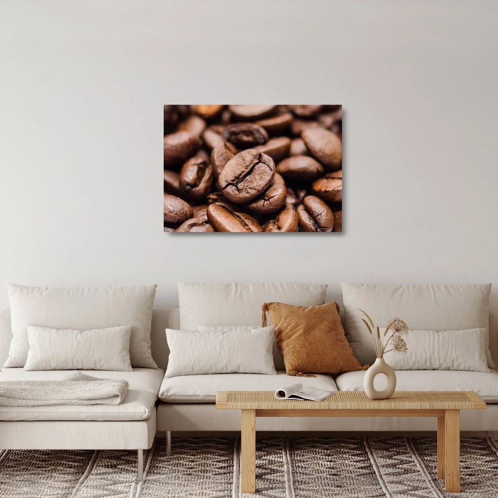 Tablou pe sticlă - Boabe de cafea (70x50 cm)