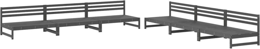 vidaXL Set mobilier relexare de grădină, 6 piese, gri, lemn masiv pin