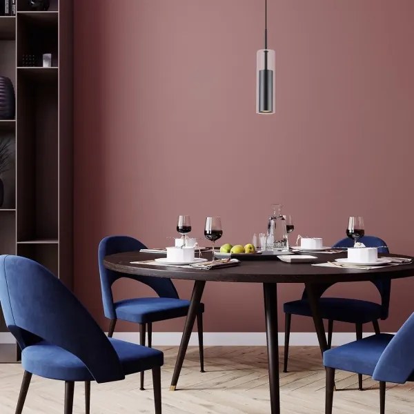 Lustră pe cablu KALEVI 1xGU10/50W/230V transparent/negru Rabalux 72047