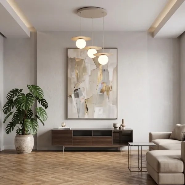 Lustră suspendată pe cablu FLAT 3xE27/15W/230V bej