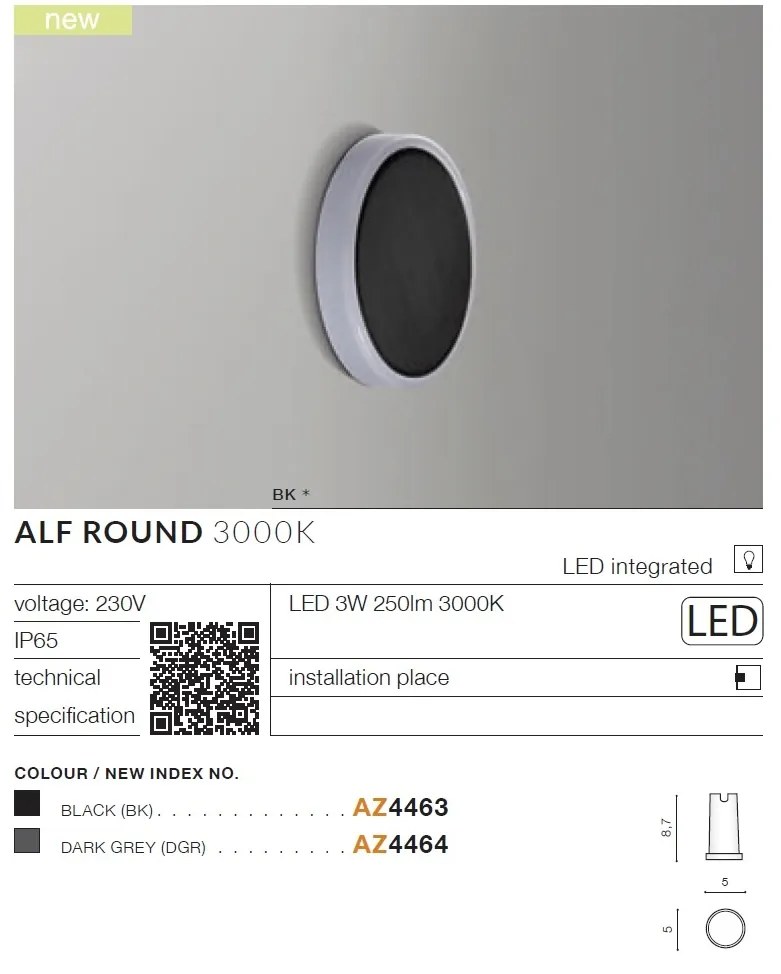 Spot LED incastrabil de exterior ambiental IP65 ALF ROUND negru