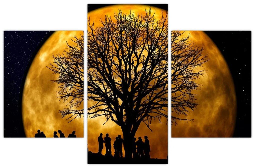 Tablou cu luna și siluete (90x60 cm)