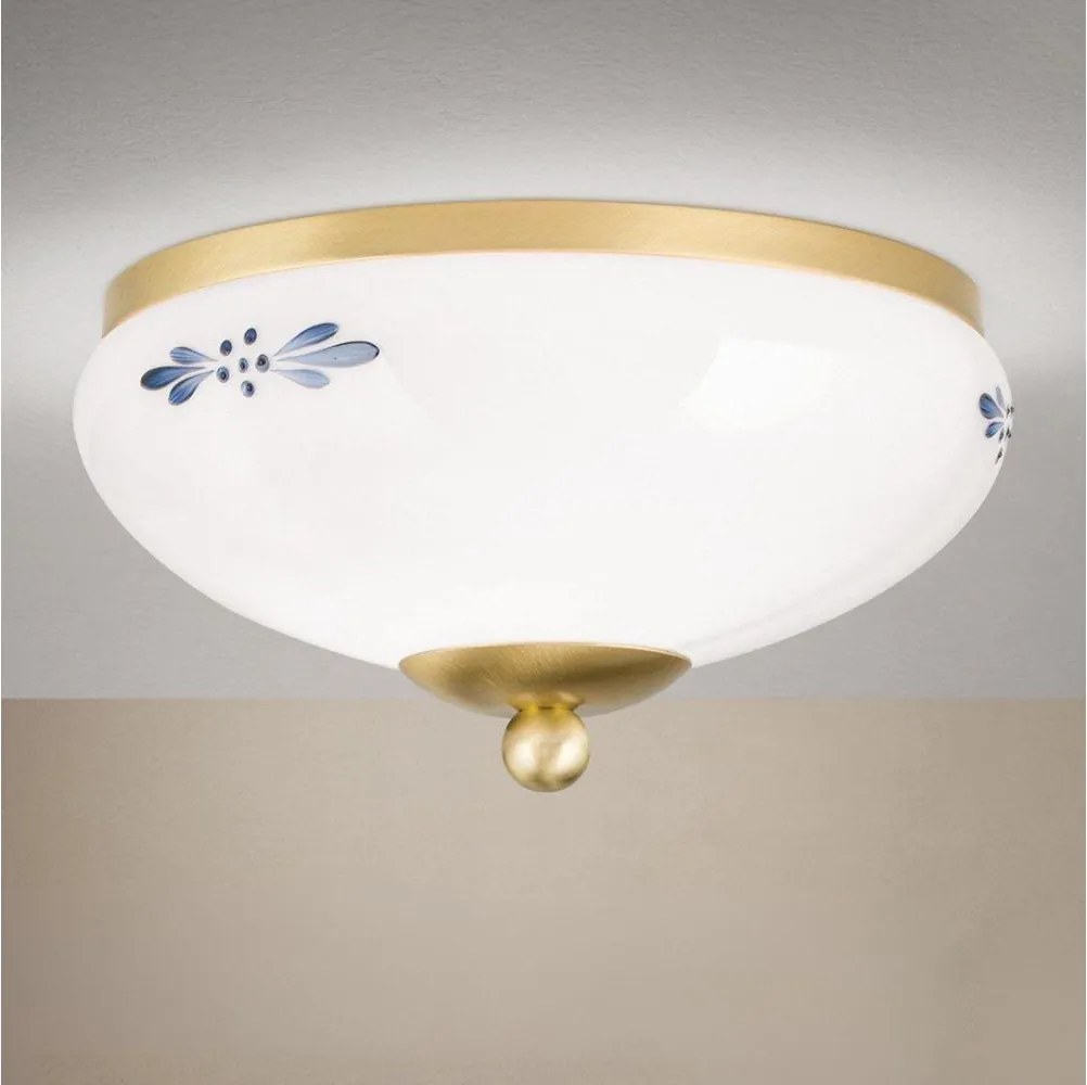 Orion - Plafonieră LANDHAUS 1xE27/60W/230V Ø 21 cm alamă/alb/albastru