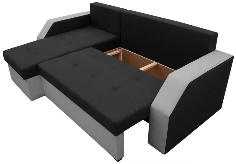 Coltar extensibil Madrid, 226x145x79 cm, 2 lazi depozitare, Reversibil, Gri/Negru