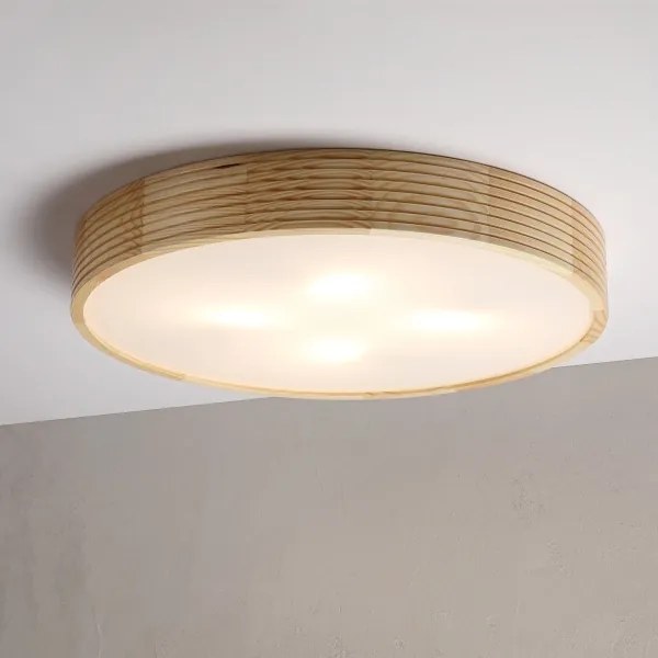 Plafonieră NATURAL MODERN cu 4 socluri E27 (15W, 230V), diametru 58 cm, din lemn de pin