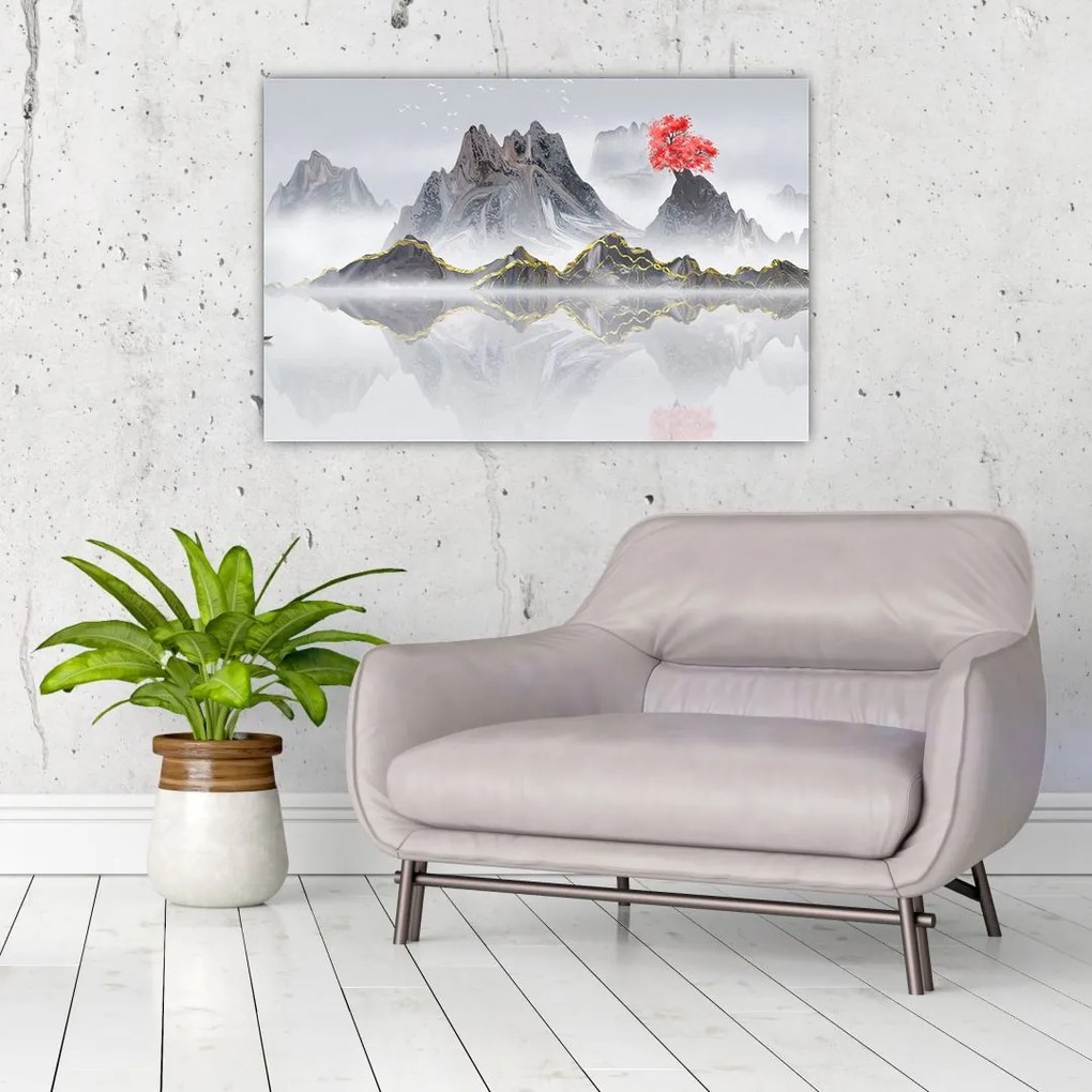 Tablou - Munții în ceață (90x60 cm)