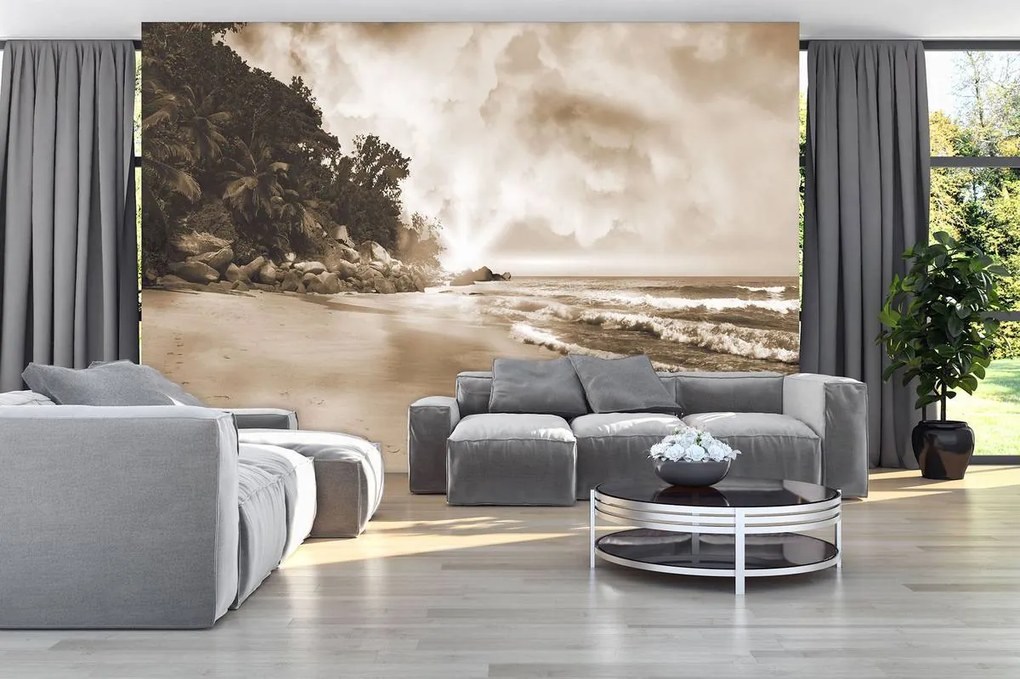 Fototapet - Plaja - Sepie (152,5x104 cm)