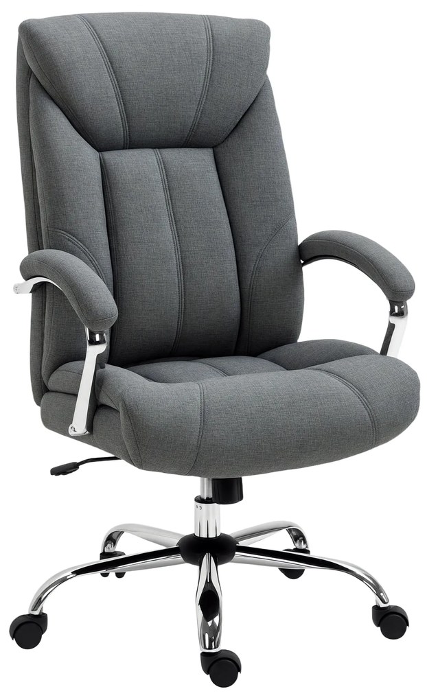 Vinsetto Scaun de birou cu funcție de balans, scaun ergonomic cu brațe capitonate, suport pentru cap ajustabil, scaun de birou rotativ cu spătar din nailon Gri 65 x 78 x 110-118 cm | Aosom Romania