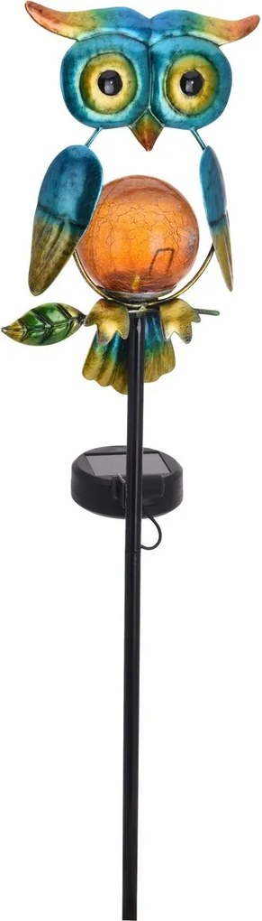 Lampă solară Owl, albastru, 12 x 6 x 54 cm