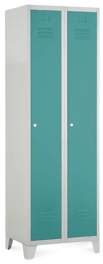 Dulap metalic, 60 x 50 x 190 cm, picioare fixe, încuietoare cilindrică, verde - ral 6033