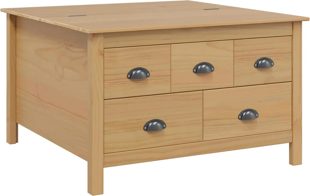 vidaXL Masă de cafea cu sertar Hill Maro miere 79.5 x 79.5 x 49 cm