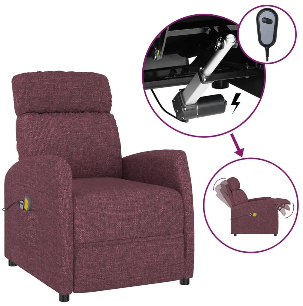 3073653 vidaXL Fotoliu electric de masaj, violet, material textil