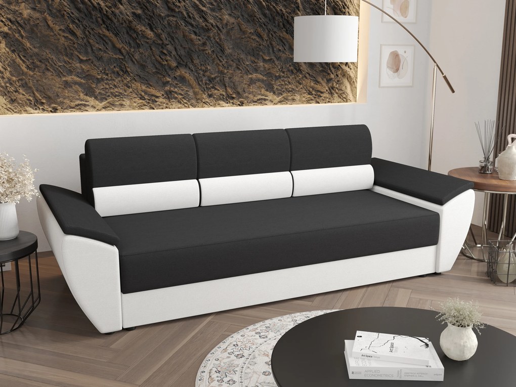 Canapea trei locuri Radiant Bis (Negru + Alb). 1056835