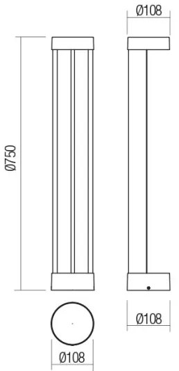 Redo 90365 - Lampă de exterior ZEUS LED/11,5W/230V 3000K 75 cm IP54 antracit