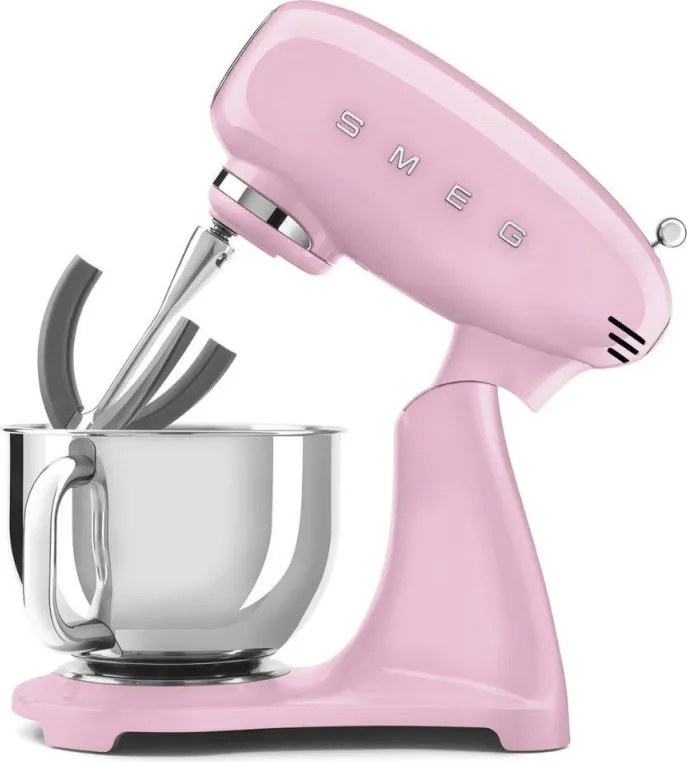 Mixer planetar SMEG SMF03PKEU, 800 W, 4,8 l, 10 viteze, Functie de pornire treptata, Roz
