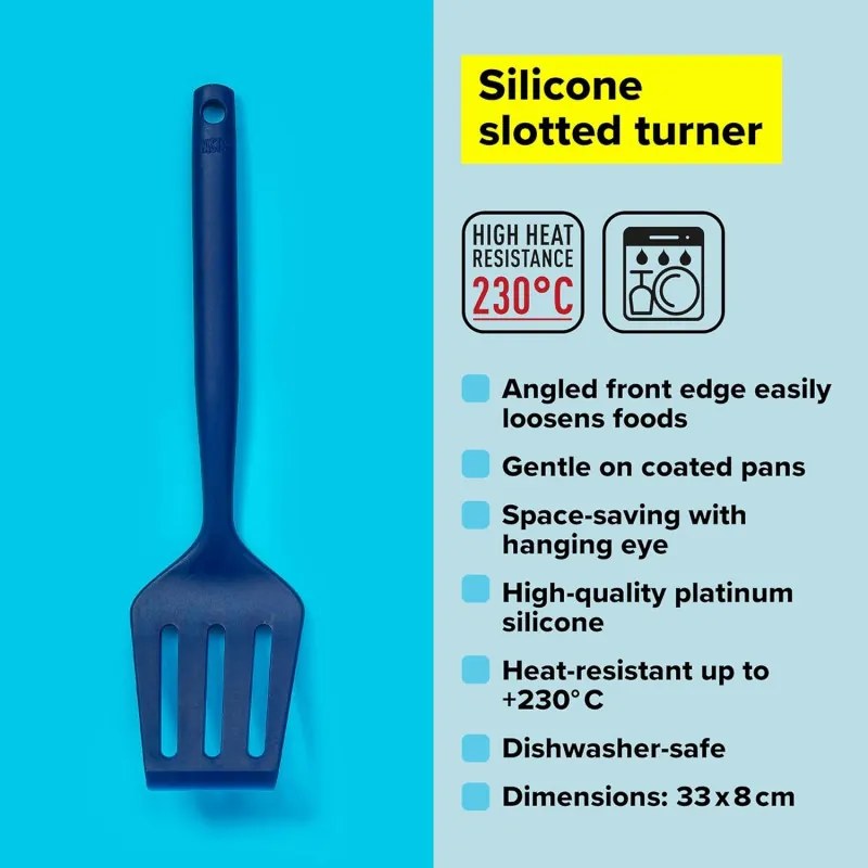 Spatula Tasty 678200, Margine frontala inclinata, Maner moale, 33 cm, Silicon, Albastru