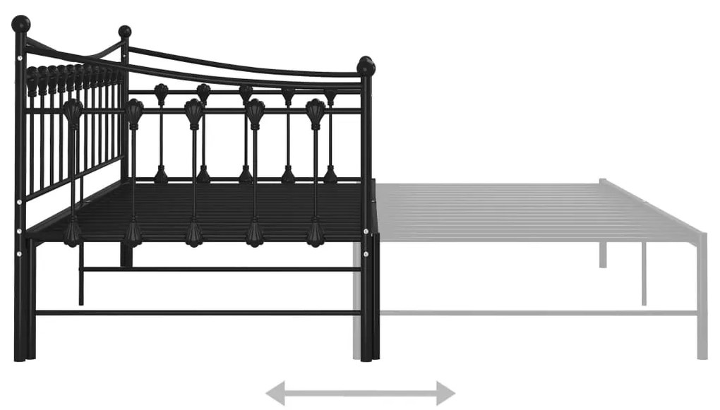 Cadru pat canapea extensibila, negru, 90x200 cm, metal Negru