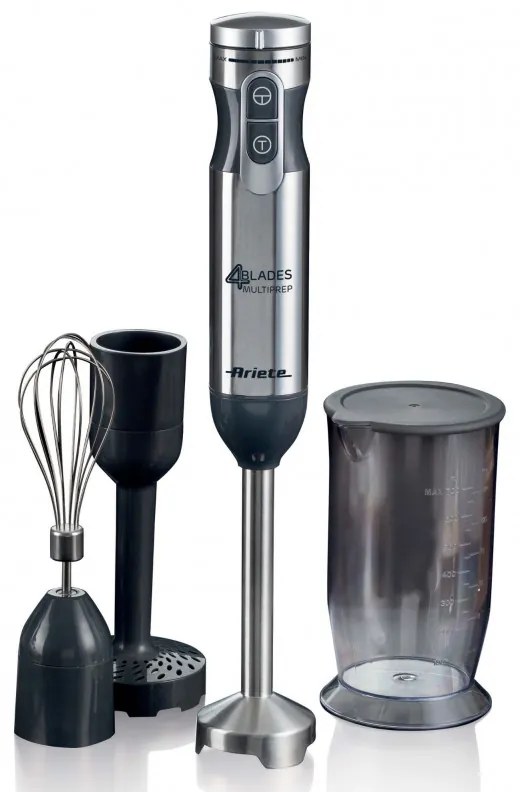 Resigilat: Set blender, mixer, tocator 7in1 Ariete 4 BLADES 0898/11, 1000W, 10 viteze, 7 functii, Turbo, Negru/Inox