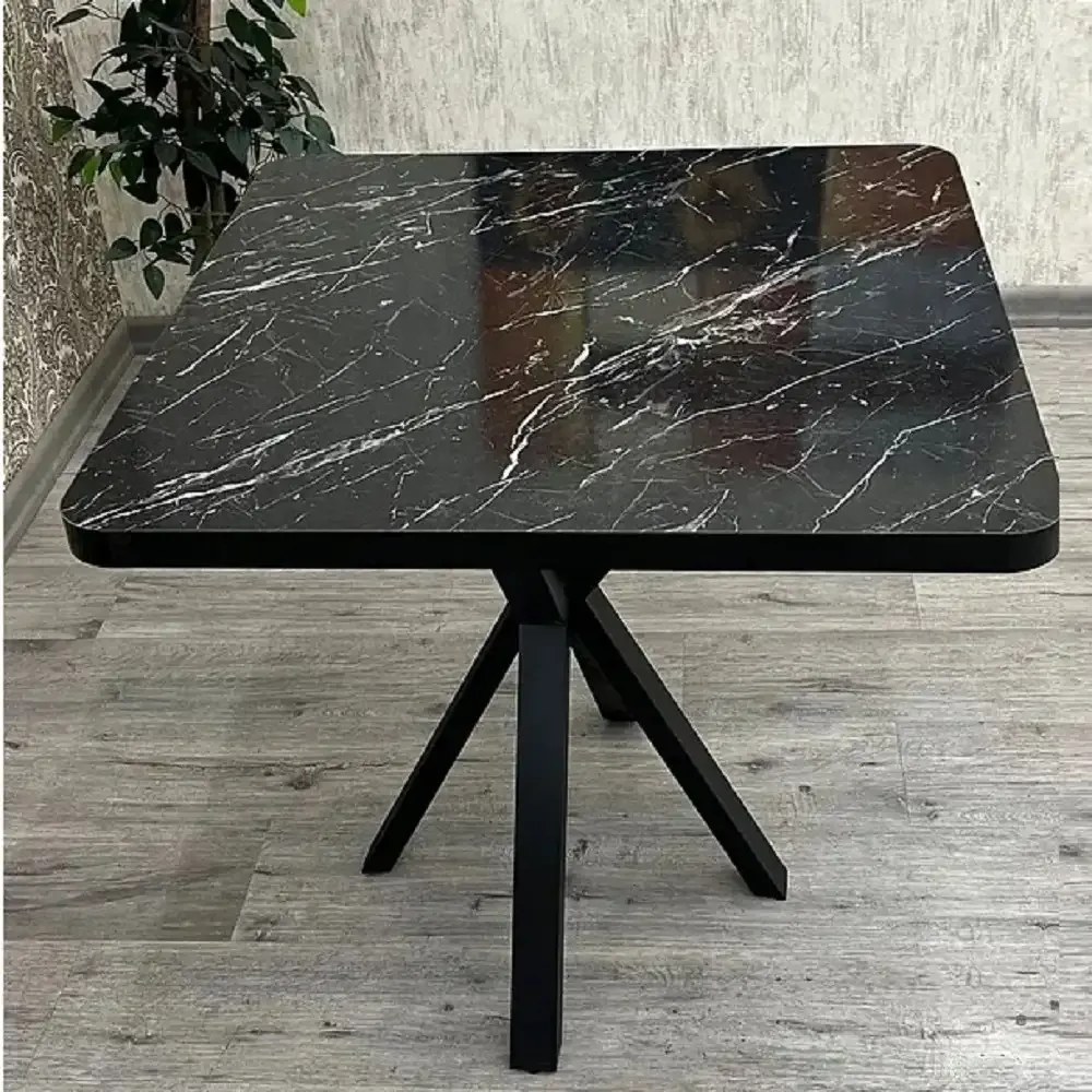 Masa bucatarie patrat din MDF texturata, Homs ,negru,70 x 70X75 cm,