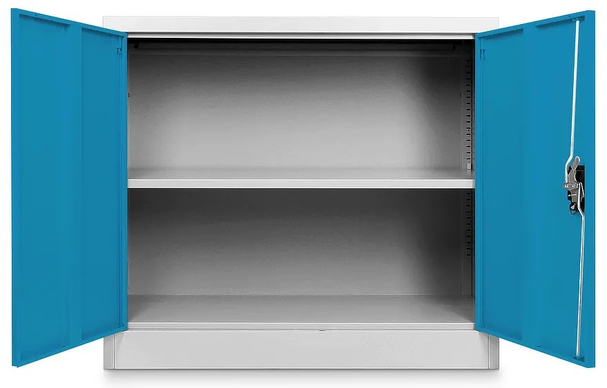 Dulap metalic universal jos 90 x 40 x 80 cm, încuietoare cilindrică, albastru - ral 5012