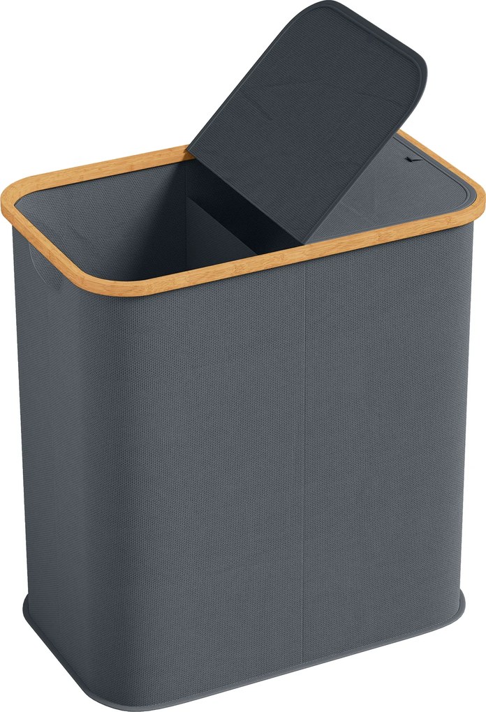 HOMCOM Coș de rufe dublu pliabil 80 l coș pentru rufe murdare cu capac, mânere striate, gri | Aosom Romania