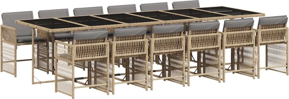 vidaXL Set mobilier grădină cu perne, 13 piese, bej combinat poliratan