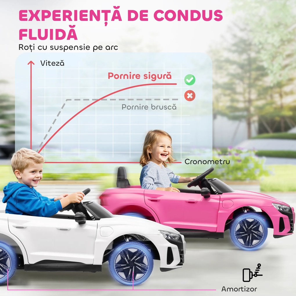 HOMCOM Mașină Electrică pentru Copii de 5 Ani cu Licență Audi cu Telecomandă Roz | Aosom Romania