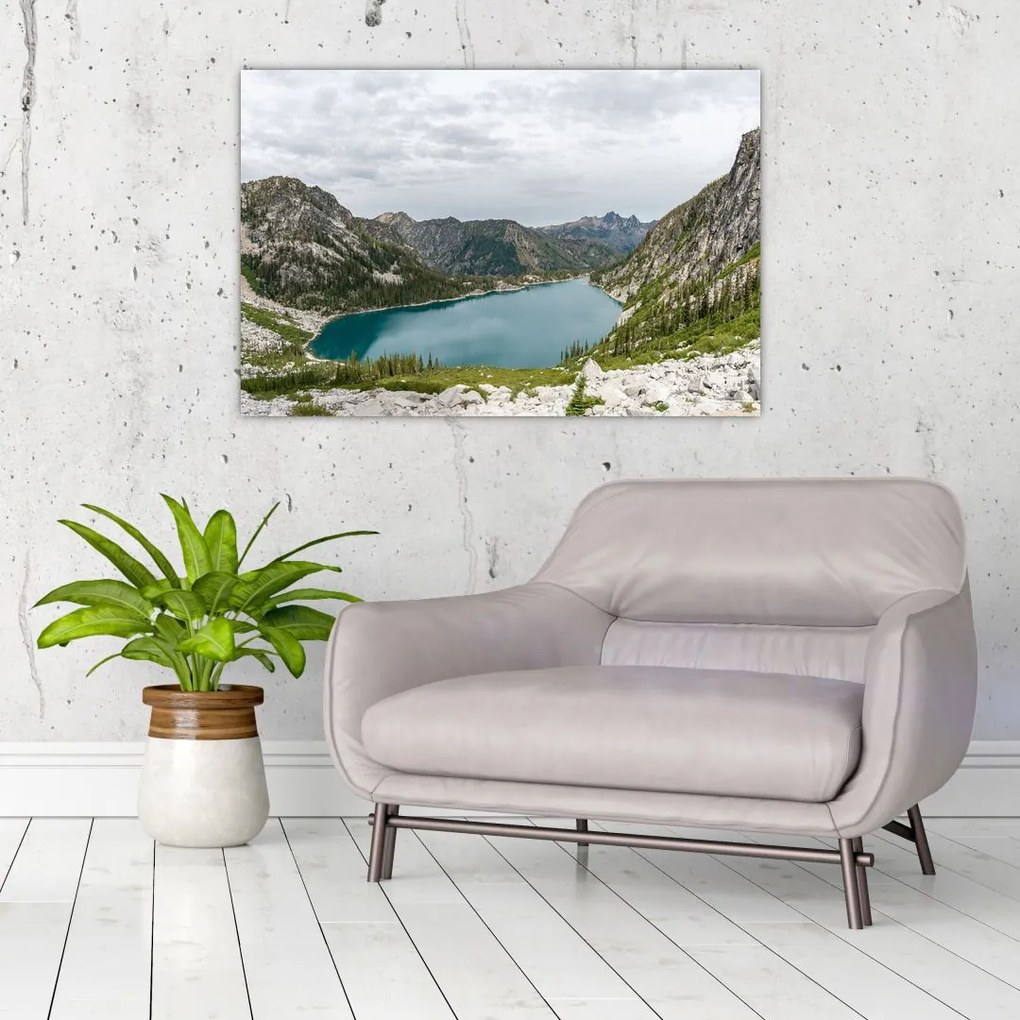 Tablou cu lac în munți (90x60 cm)