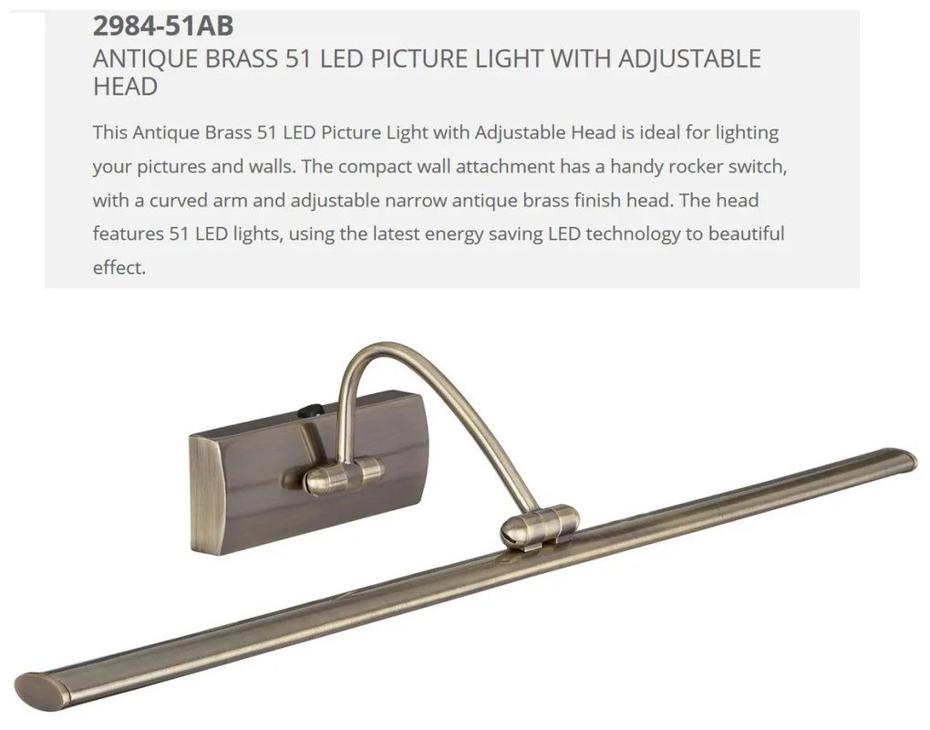 Aplica LED tablou directionabila Picture Lights alama antic 2984-51AB SRT