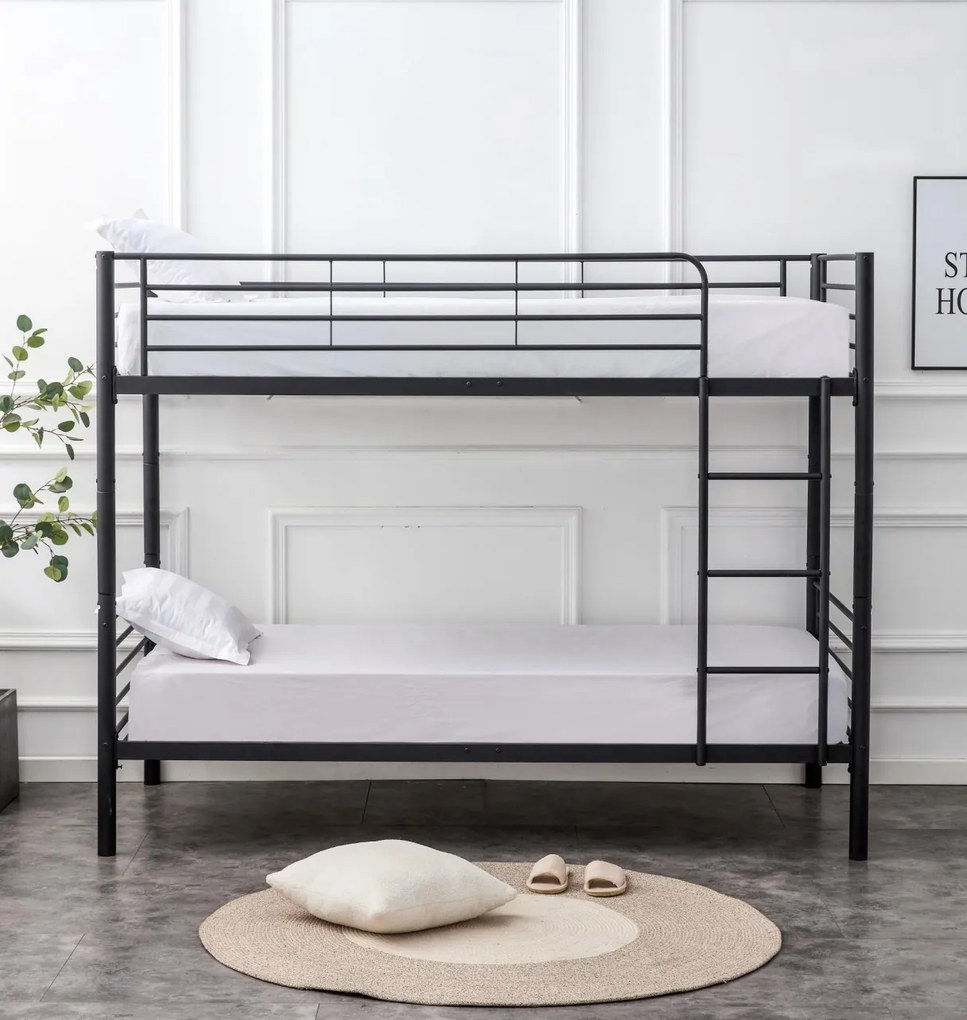 Pat supraetajat metalic Bunky negru - 90 x 200 cm