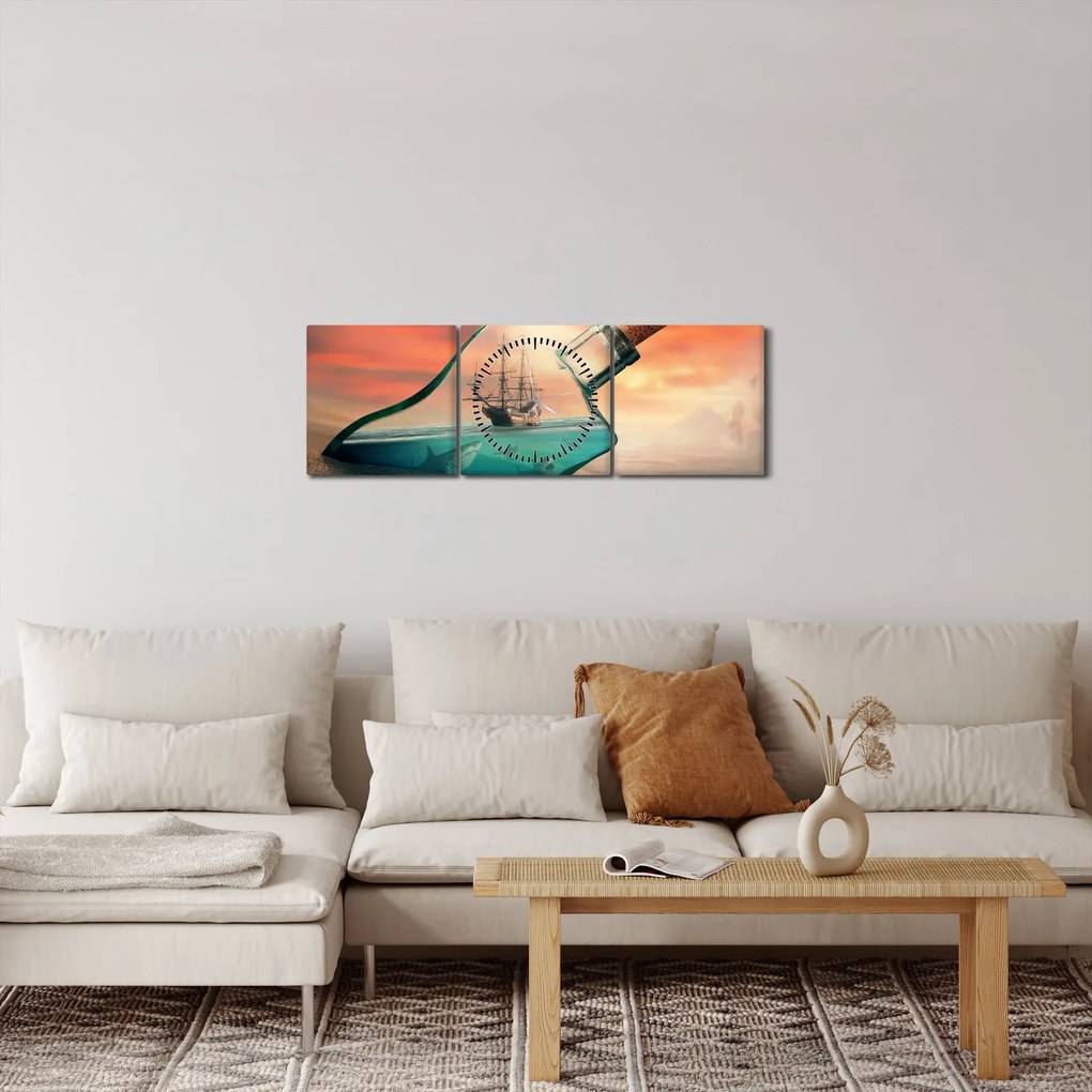 Tablou - Viața in sticla (cu ceas) (90x30 cm)
