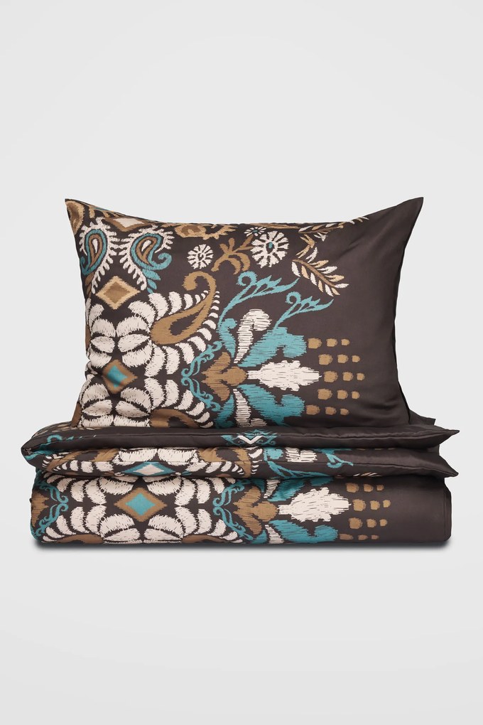 Lenjerie de pat din satin Isolda maro 140x200 cm