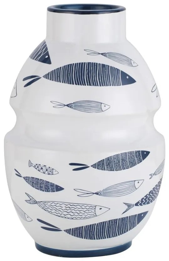 Vaza decorativa alba din ceramica, ø 21 cm, Fish Mauro Ferreti