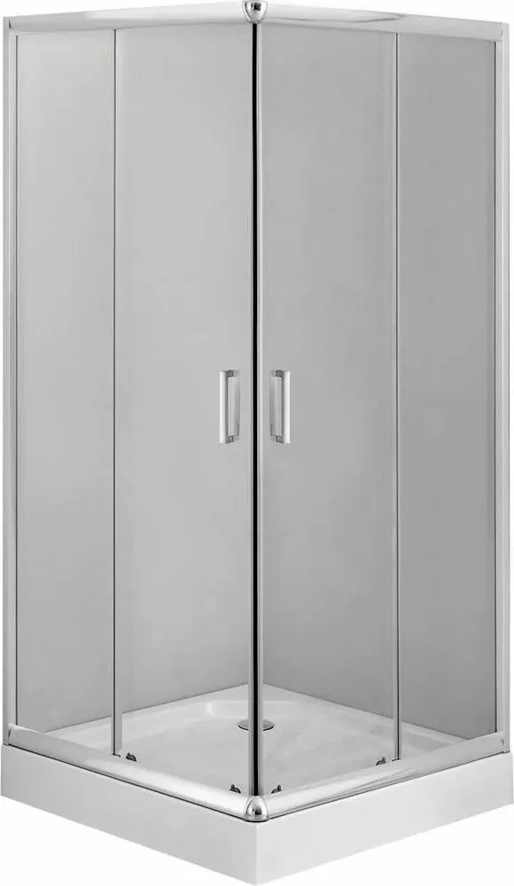 Cabina de dus patrata Deante Funkia cu usi culisante 80x80cm finisaj crom si sticla transparenta