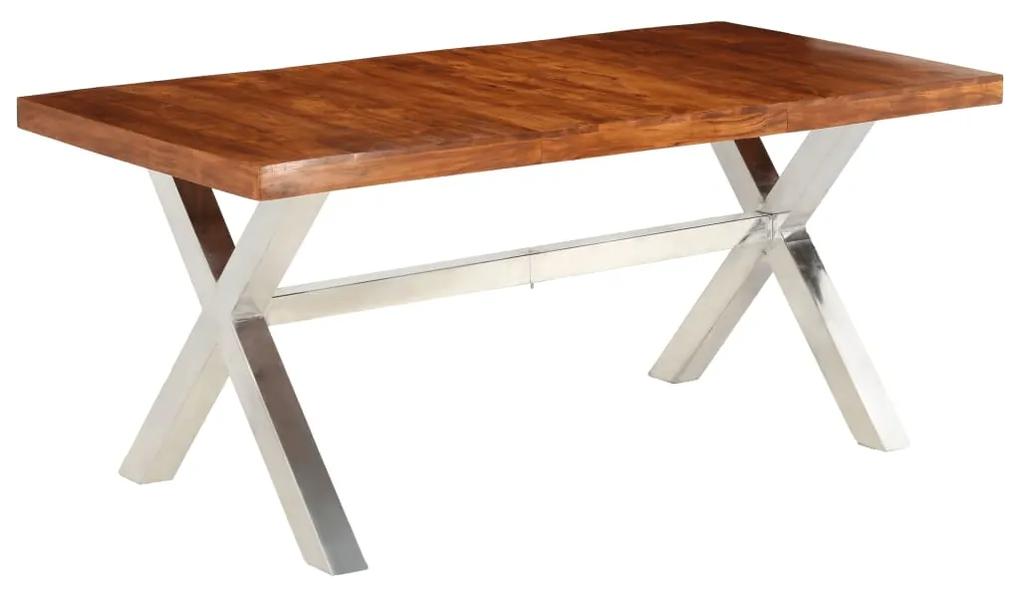 Masa din lemn masiv cu finisaj din palisandru, 180x90x76 cm 1, Argintiu