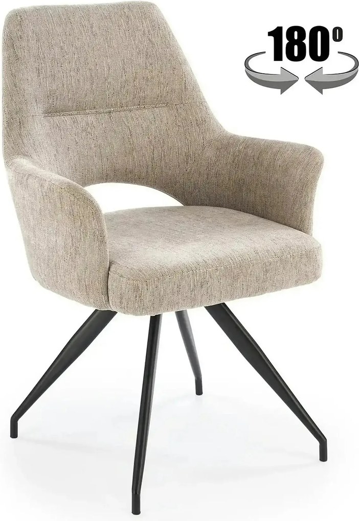 Scaun rotativ K542, bej/negru, stofa clasica/metal, 58x64x88 cm