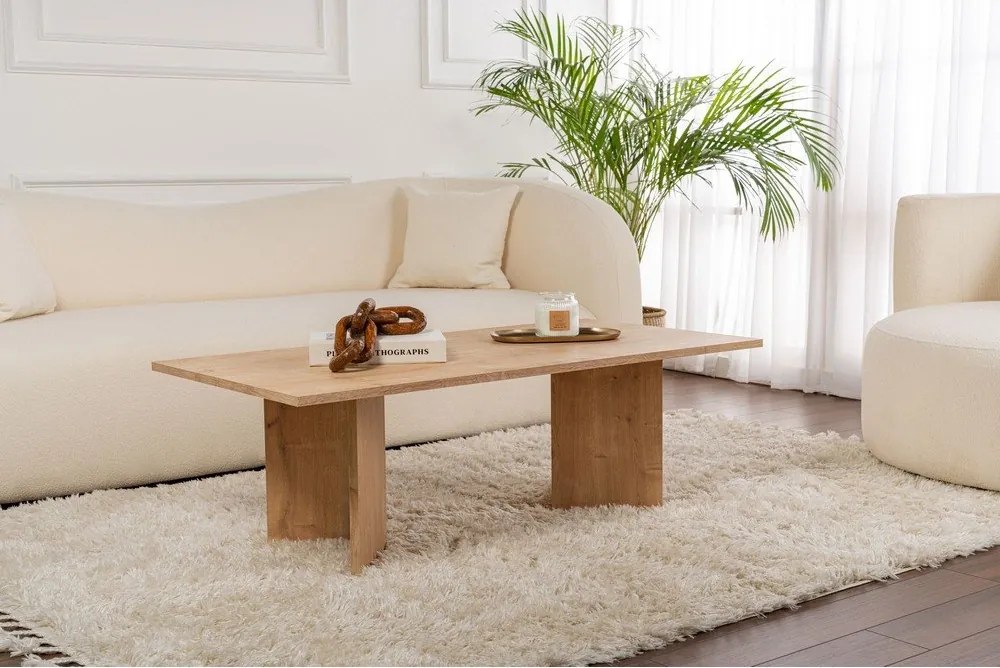Măsuță de cafea în culoare naturală cu aspect de lemn de stejar 60x119 cm Sabin – Kalune Design