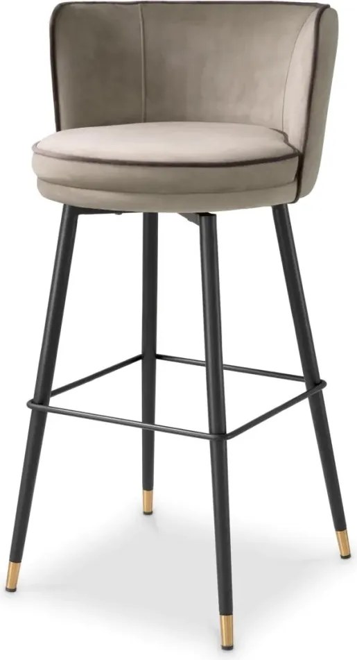 Scaun de bar pivotant design LUX Grenada, catifea Savona greige
