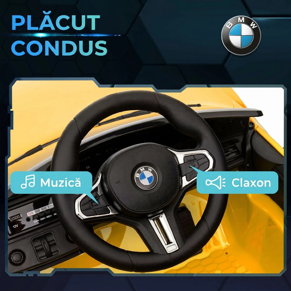 AIYAPLAY Mașinuță Electrică pentru Copii BMW M4, Galbenă | Aosom Romania