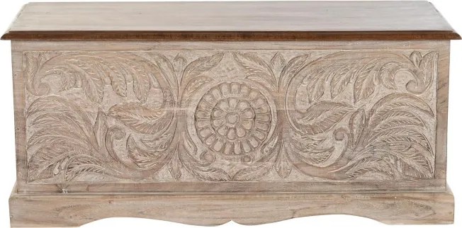 Cufar din lemn de acacia sculptat manual, 90X40X40 cm, "Epoque"