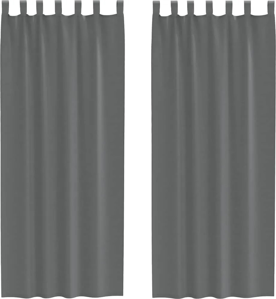 vidaXL Perdele Voile cu Bucle 2 buc Gri Inchis 140x260 cm