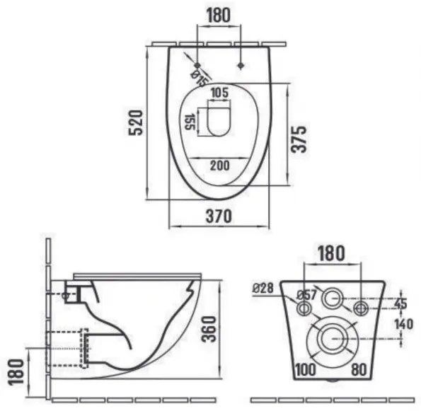 Set vas wc suspendat rimless cu capac soft close Alice si rezervor wc incastrat Grohe Rapid SL