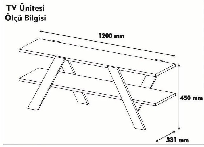 Comodă TV albă/cu aspect de lemn de nuc 120x33 cm Basic – Kalune Design