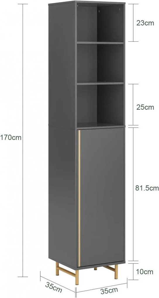 LISIA3 - Set Mobilier Baie Marga 2 piese - masca chiuveta, dulap inalt - Gri - Auriu