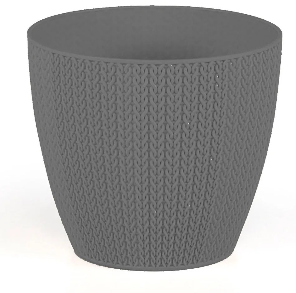 Ghiveci model brodat, 2.5 l, tratat UV, gri, polipropilena