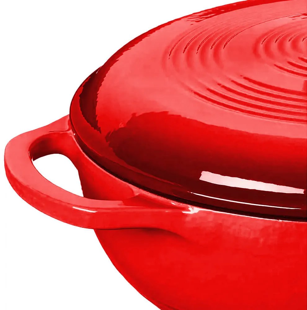 Oala din fonta emailata cu capac, 5.7 L, rosu